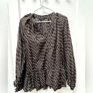 BANANA REPUBLIC Blouse Brown Print Belted Frill